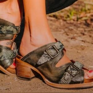 Freebird Caprice Olive and Snakeskin Sandals